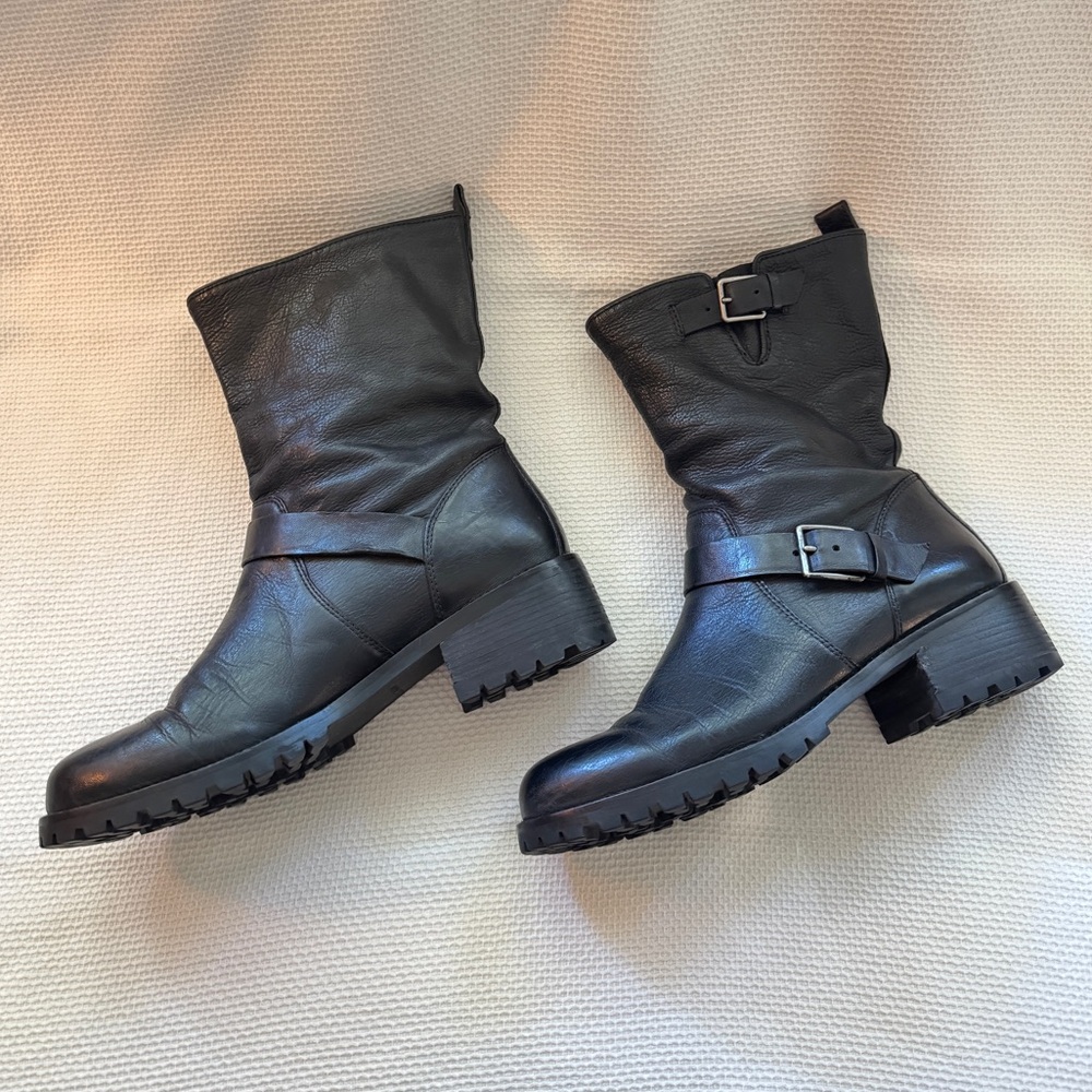 🛍️ SOLD 🛍️ Cole Haan Black Leather Biker Boots, sz 10